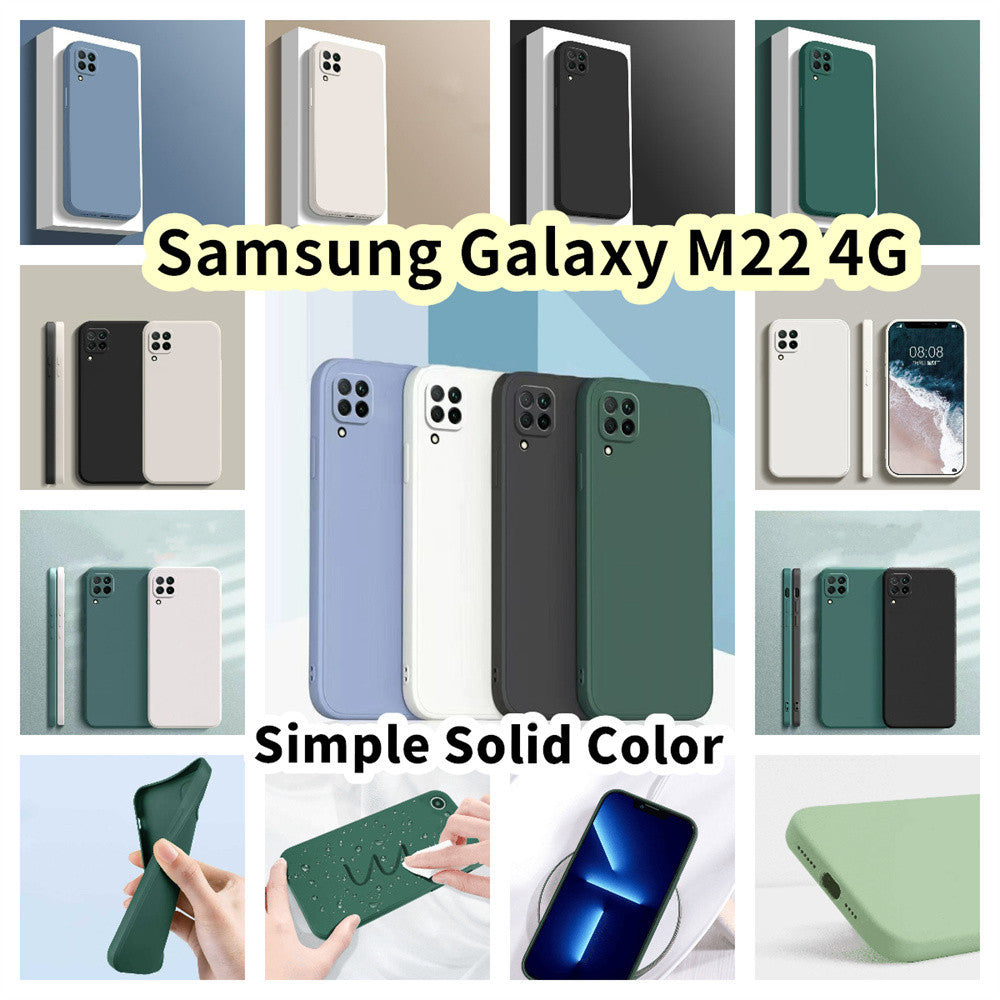 For Samsung Galaxy M22 4G Cover Drop and wear resistant Silicone Full Case Classic Simple Solid Color Phone Case Cover