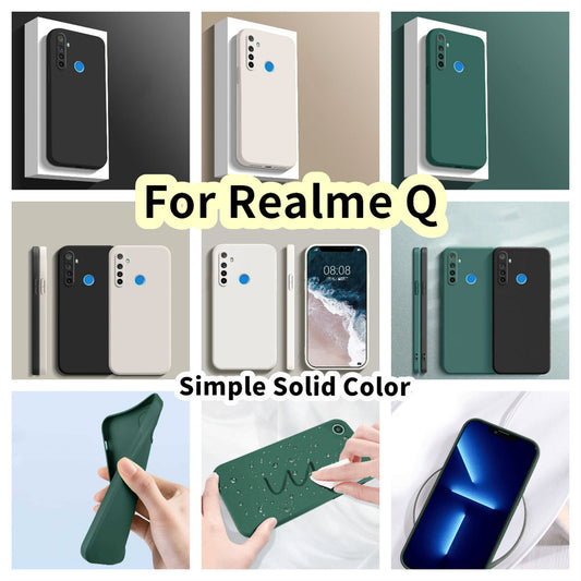 For Realme Q Cover Drop and wear resistant Silicone Full Case Classic Simple Solid Color Phone Case Cover