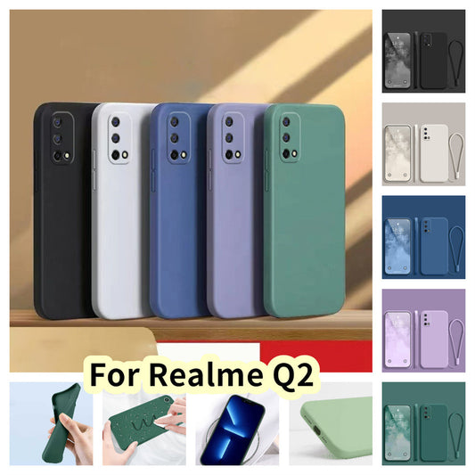 For Realme Q2 Cover Drop and wear resistant Silicone Full Case Classic Simple Solid Color Phone Case Cover