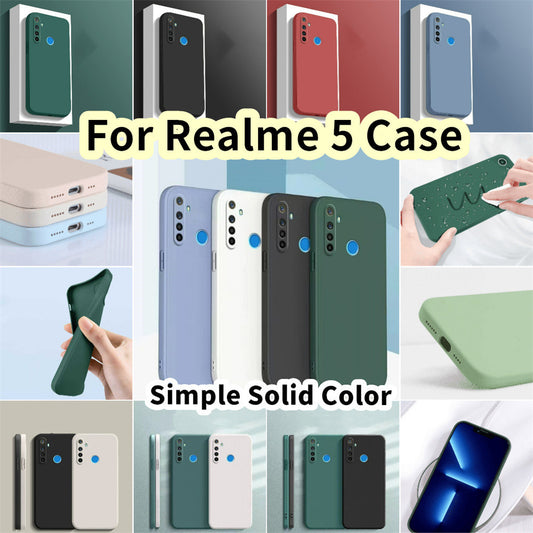 For Realme 5 Cover Drop and wear resistant Silicone Full Case Classic Simple Solid Color Phone Case Cover