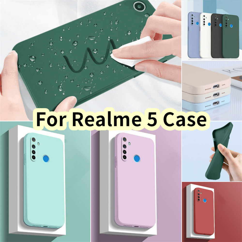 For Realme 5 Cover Drop and wear resistant Silicone Full Case Classic Simple Solid Color Phone Case Cover