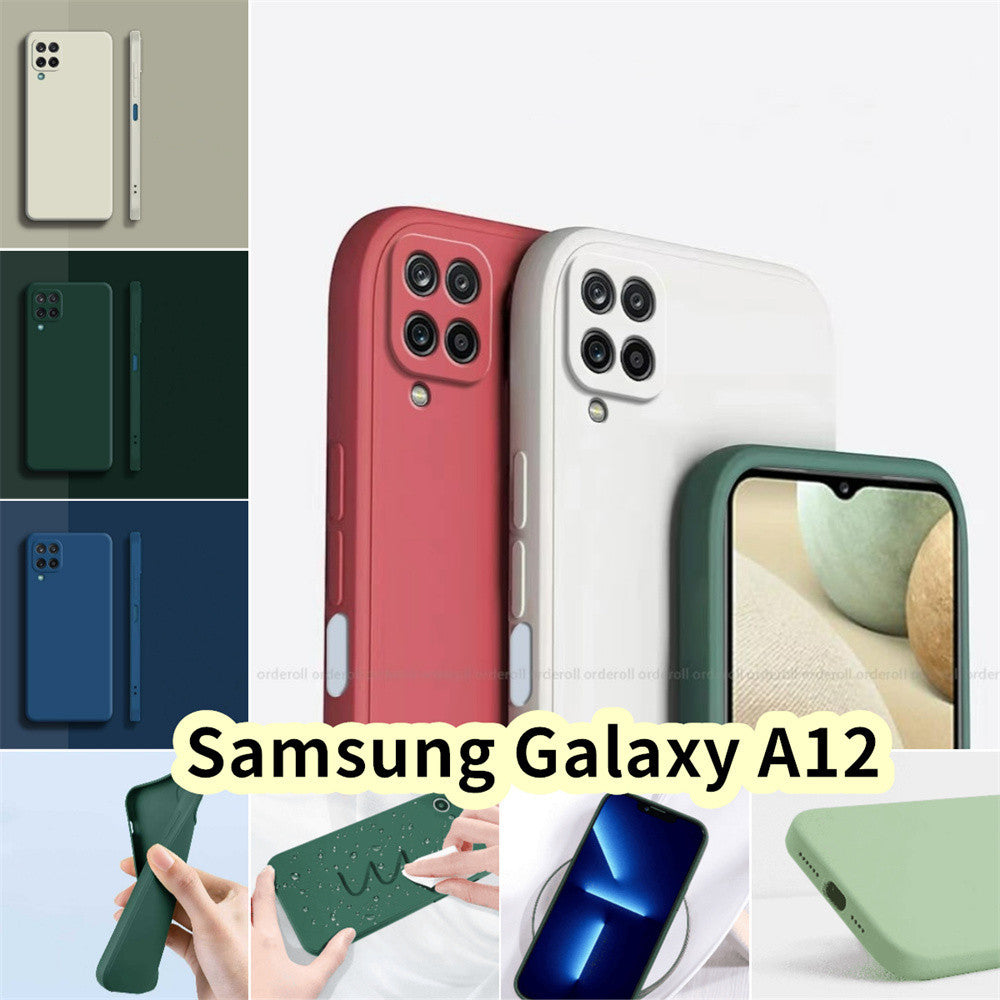 For Samsung Galaxy A12 Cover Drop and wear resistant Silicone Full Case Classic Simple Solid Color Phone Case Cover