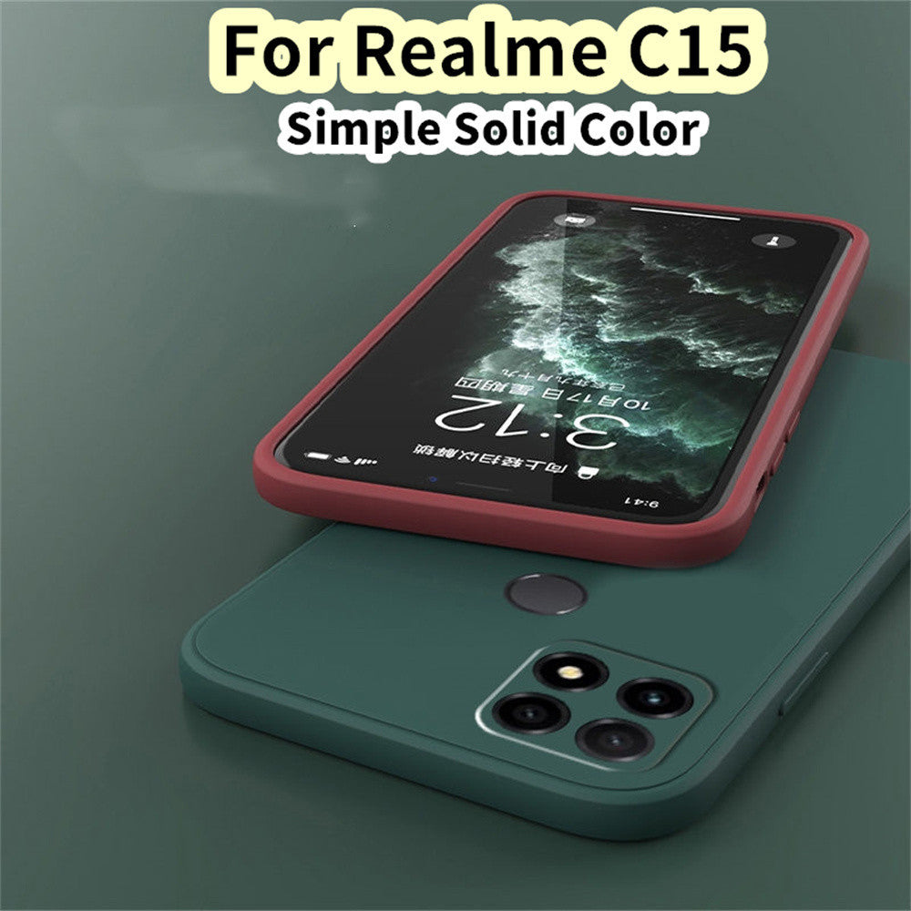 For Realme C15 Cover Drop and wear resistant Silicone Full Case Classic Simple Solid Color Phone Case Cover