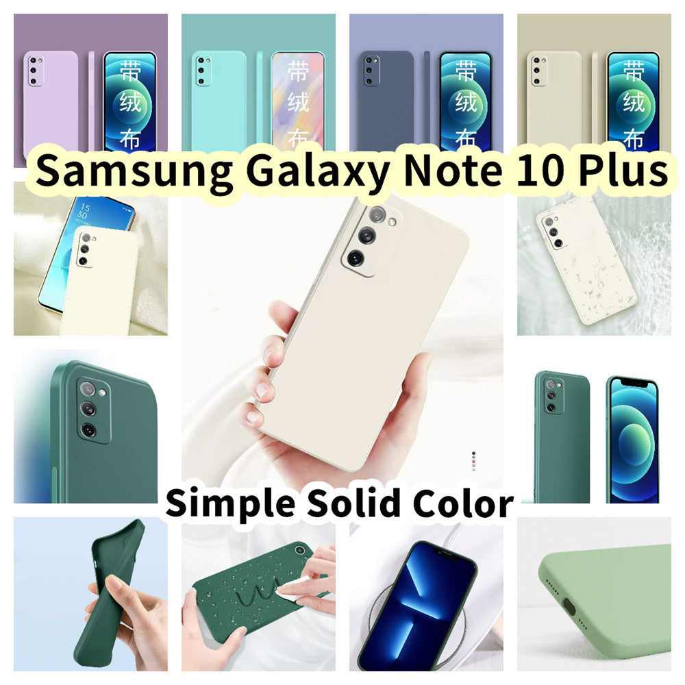 For Samsung Galaxy Note 10 Plus Cover Drop and wear resistant Silicone Full Case Classic Simple Solid Color Phone Case Cover