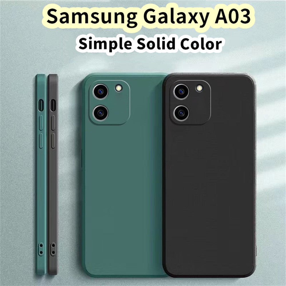 For Samsung Galaxy A03 Cover Drop and wear resistant Silicone Full Case Classic Simple Solid Color Phone Case Cover