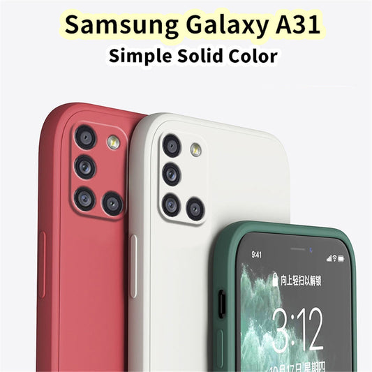For Samsung Galaxy A31 Cover Drop and wear resistant Silicone Full Case Classic Simple Solid Color Phone Case Cover