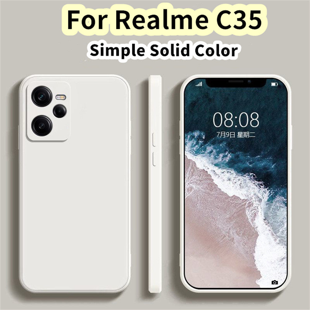 For Realme C35 Cover Drop and wear resistant Silicone Full Case Classic Simple Solid Color Phone Case Cover