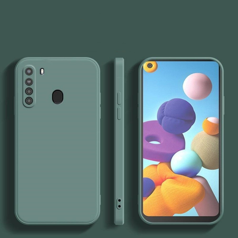 For Samsung Galaxy A21 Cover Drop and wear resistant Silicone Full Case Classic Simple Solid Color Phone Case Cover