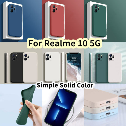 For Realme 10 5G Cover Drop and wear resistant Silicone Full Case Classic Simple Solid Color Phone Case Cover