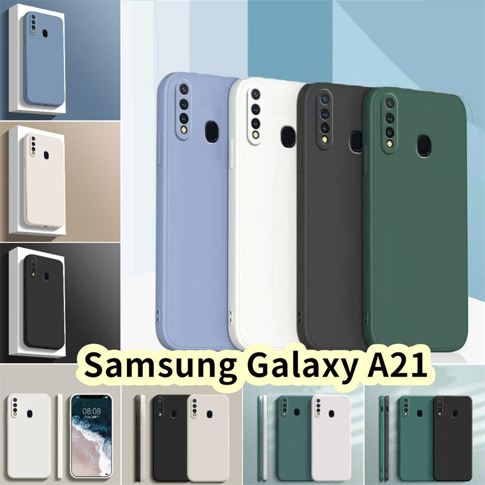 For Samsung Galaxy A21 Cover Drop and wear resistant Silicone Full Case Classic Simple Solid Color Phone Case Cover