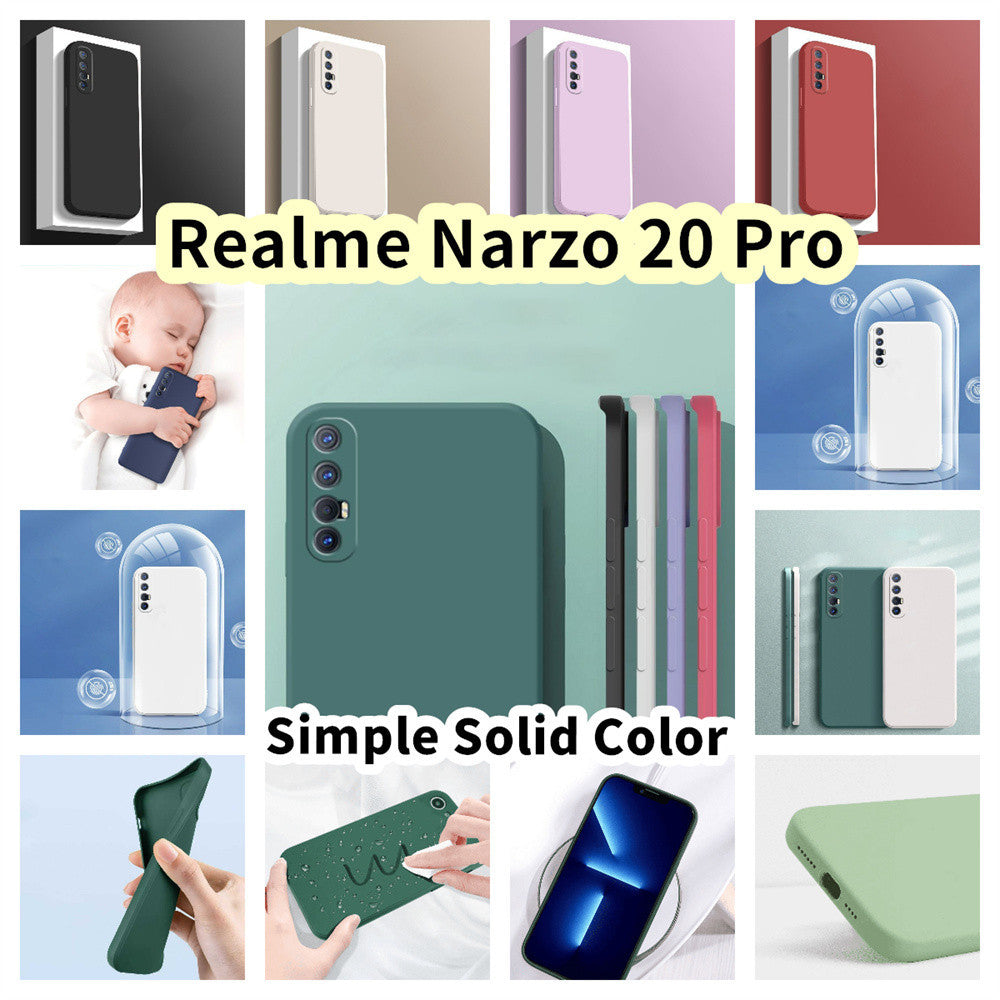 For Realme Narzo 20 Pro Cover Drop and wear resistant Silicone Full Case Classic Simple Solid Color Phone Case Cover