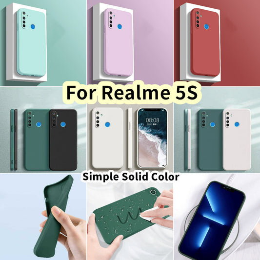 For Realme 5S Cover Drop and wear resistant Silicone Full Case Classic Simple Solid Color Phone Case Cover