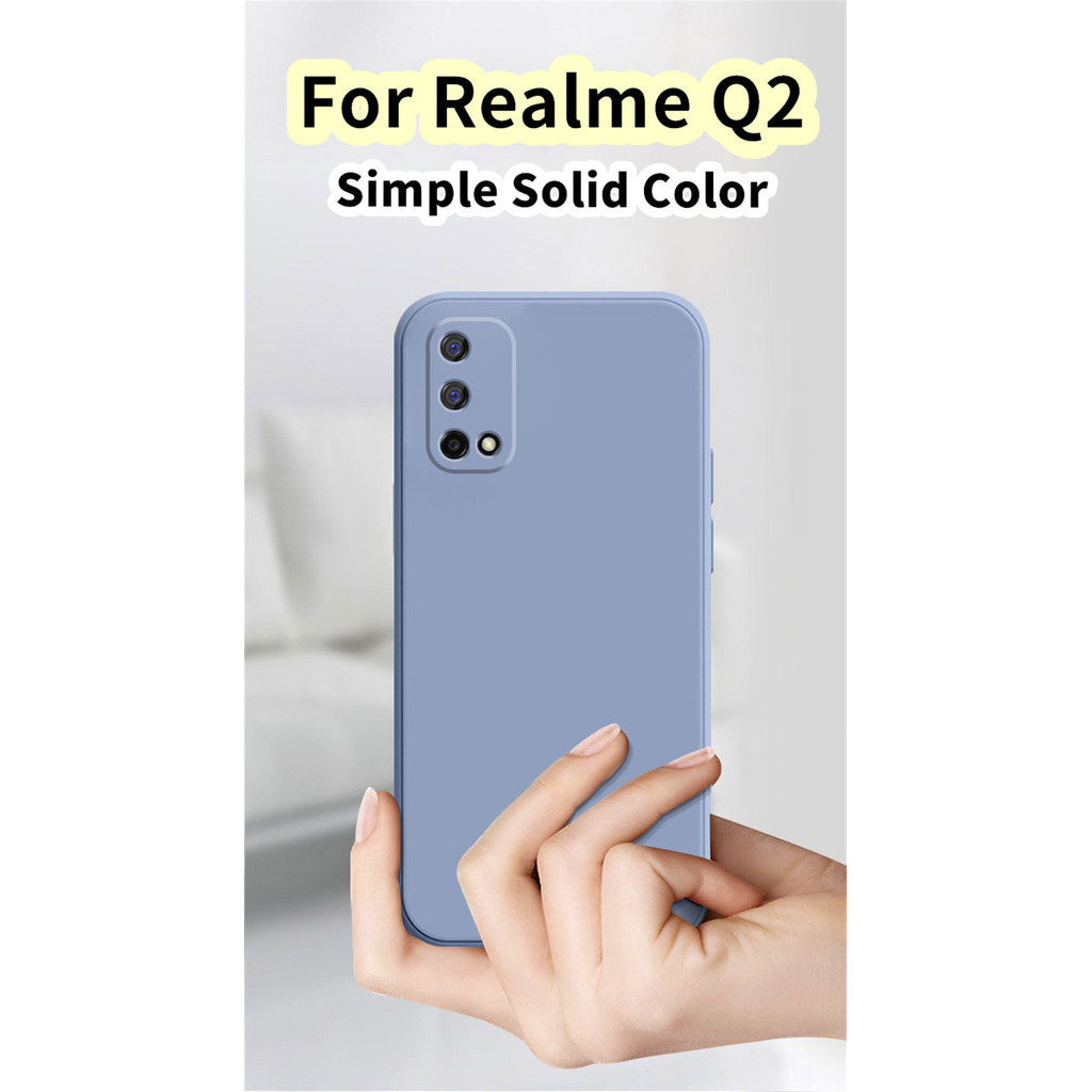 For Realme Q2 Cover Drop and wear resistant Silicone Full Case Classic Simple Solid Color Phone Case Cover
