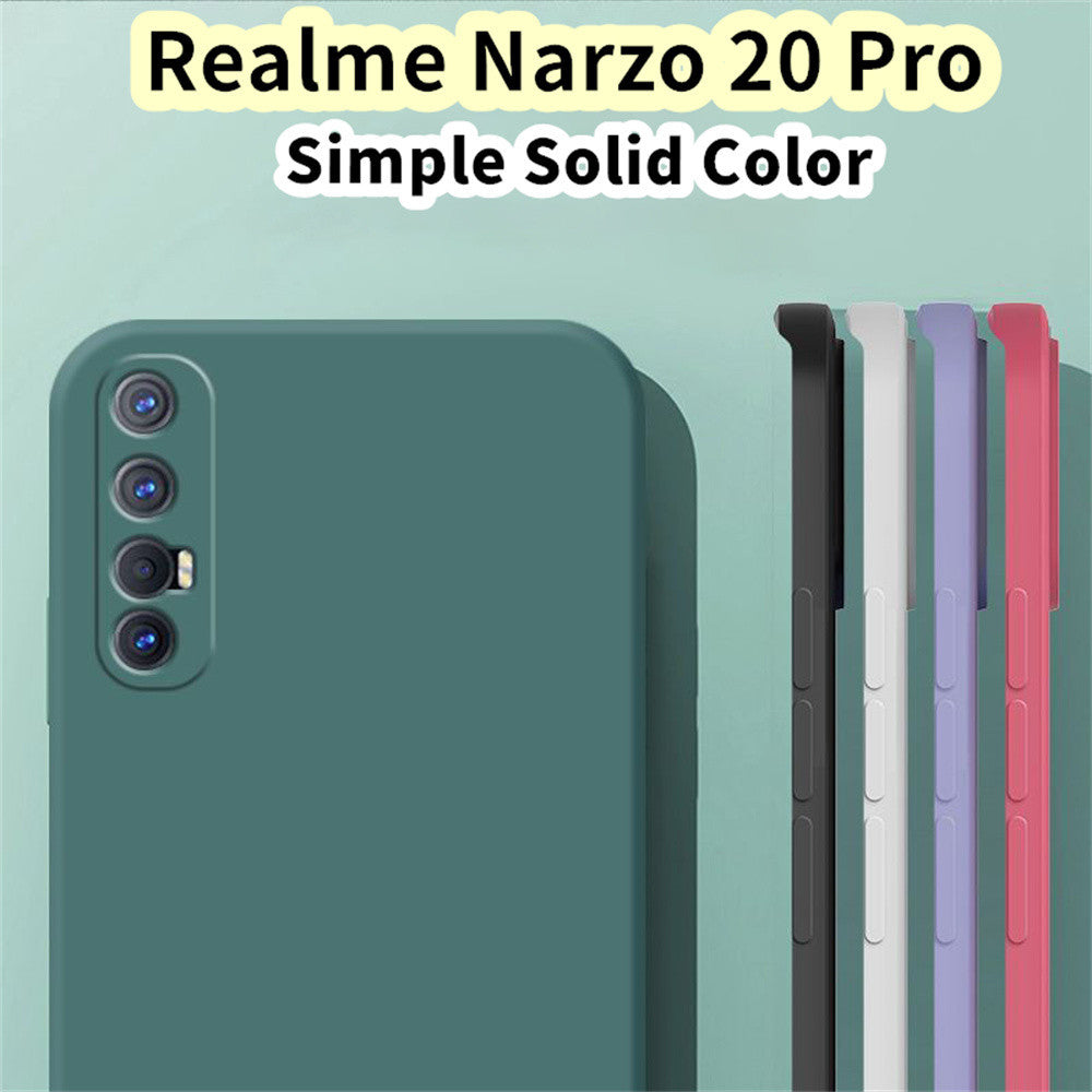 For Realme Narzo 20 Pro Cover Drop and wear resistant Silicone Full Case Classic Simple Solid Color Phone Case Cover