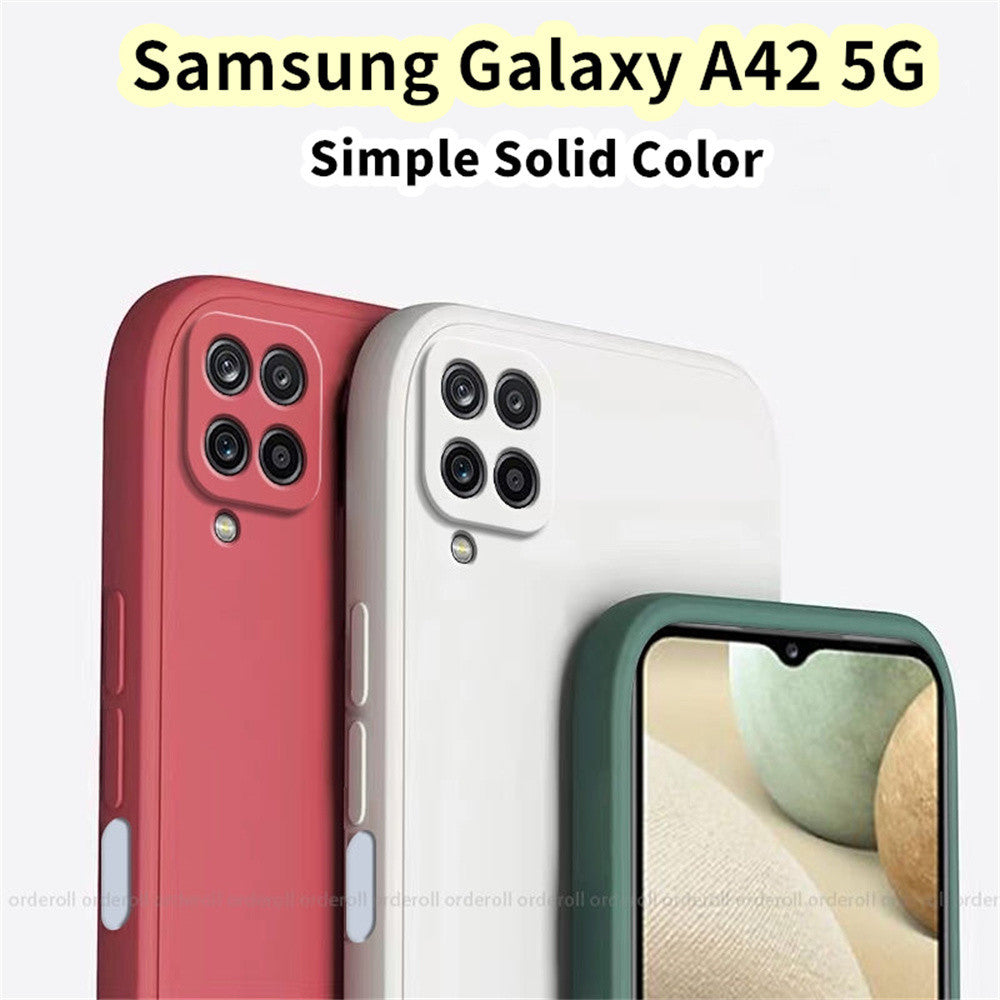 For Samsung Galaxy A42 5G Cover Drop and wear resistant Silicone Full Case Classic Simple Solid Color Phone Case Cover