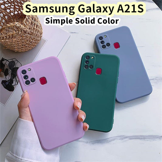 For Samsung Galaxy A21S Cover Drop and wear resistant Silicone Full Case Classic Simple Solid Color Phone Case Cover