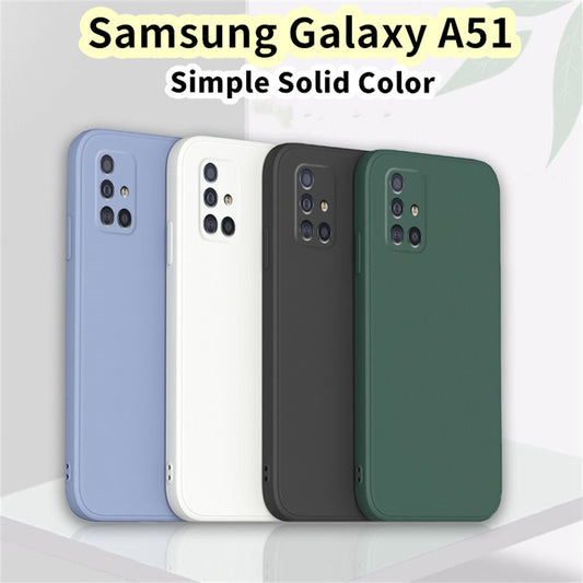 For Samsung Galaxy A51 Cover Drop and wear resistant Silicone Full Case Classic Simple Solid Color Phone Case Cover