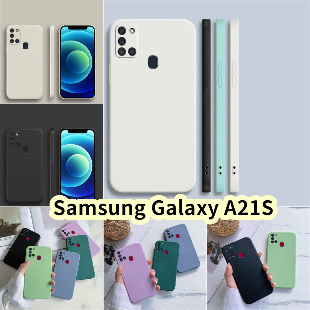 For Samsung Galaxy A21S Cover Drop and wear resistant Silicone Full Case Classic Simple Solid Color Phone Case Cover