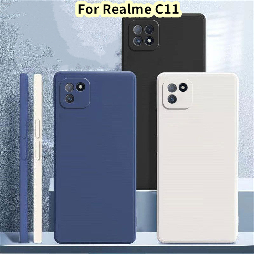 For Realme C11 Cover Drop and wear resistant Silicone Full Case Classic Simple Solid Color Phone Case Cover