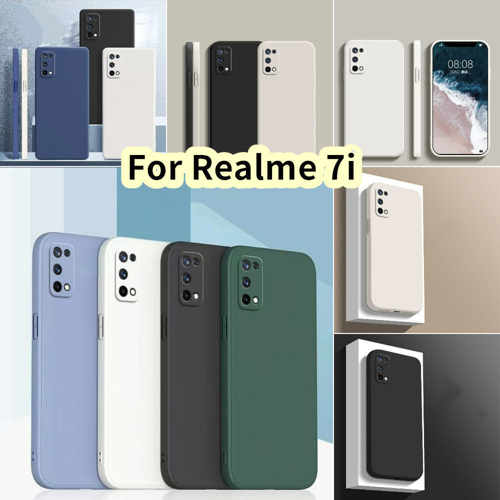 For Realme 7i Cover Drop and wear resistant Silicone Full Case Classic Simple Solid Color Phone Case Cover