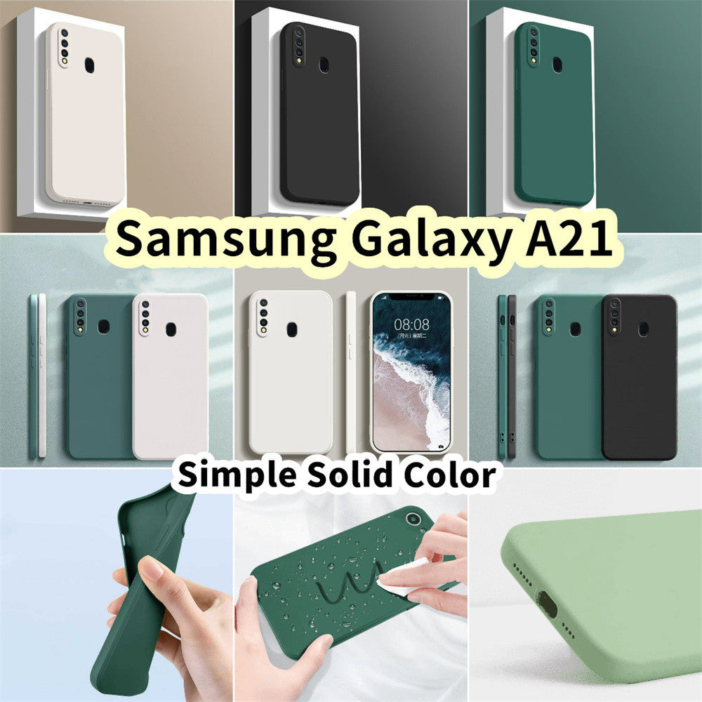 For Samsung Galaxy A21 Cover Drop and wear resistant Silicone Full Case Classic Simple Solid Color Phone Case Cover