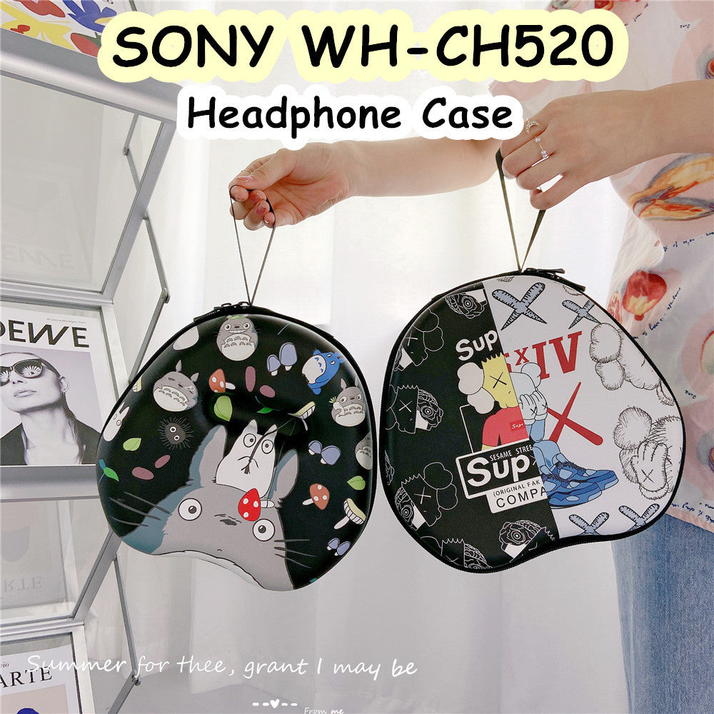 For SONY WH-CH520 Headphone Case Cartoon Creative Patterns Headset Earpads Storage Bag Casing Box