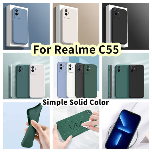 For Realme C55 Cover Drop and wear resistant Silicone Full Case Classic Simple Solid Color Phone Case Cover
