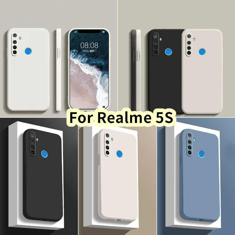 For Realme 5S Cover Drop and wear resistant Silicone Full Case Classic Simple Solid Color Phone Case Cover