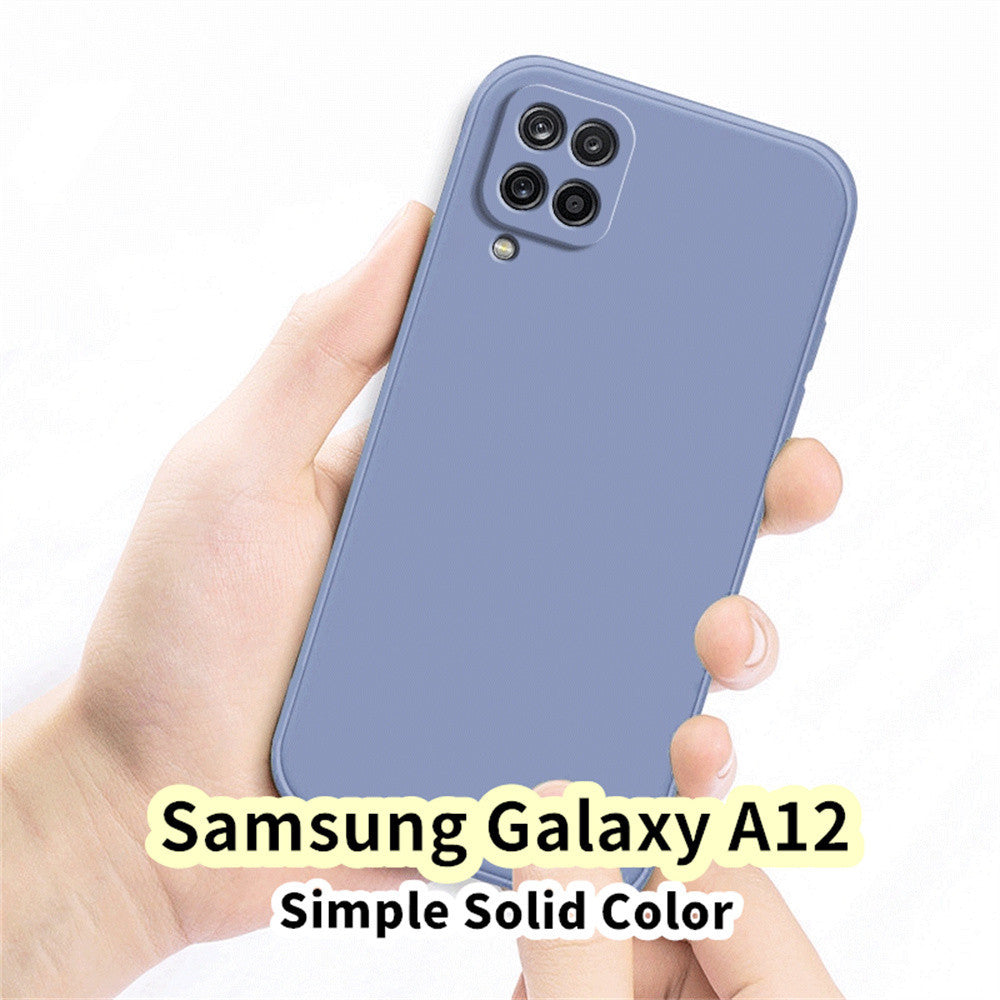 For Samsung Galaxy A12 Cover Drop and wear resistant Silicone Full Case Classic Simple Solid Color Phone Case Cover