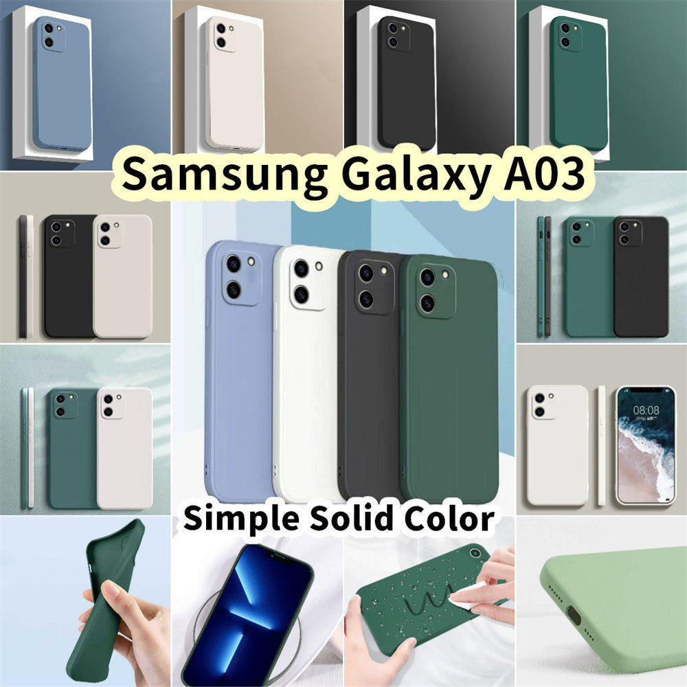 For Samsung Galaxy A03 Cover Drop and wear resistant Silicone Full Case Classic Simple Solid Color Phone Case Cover