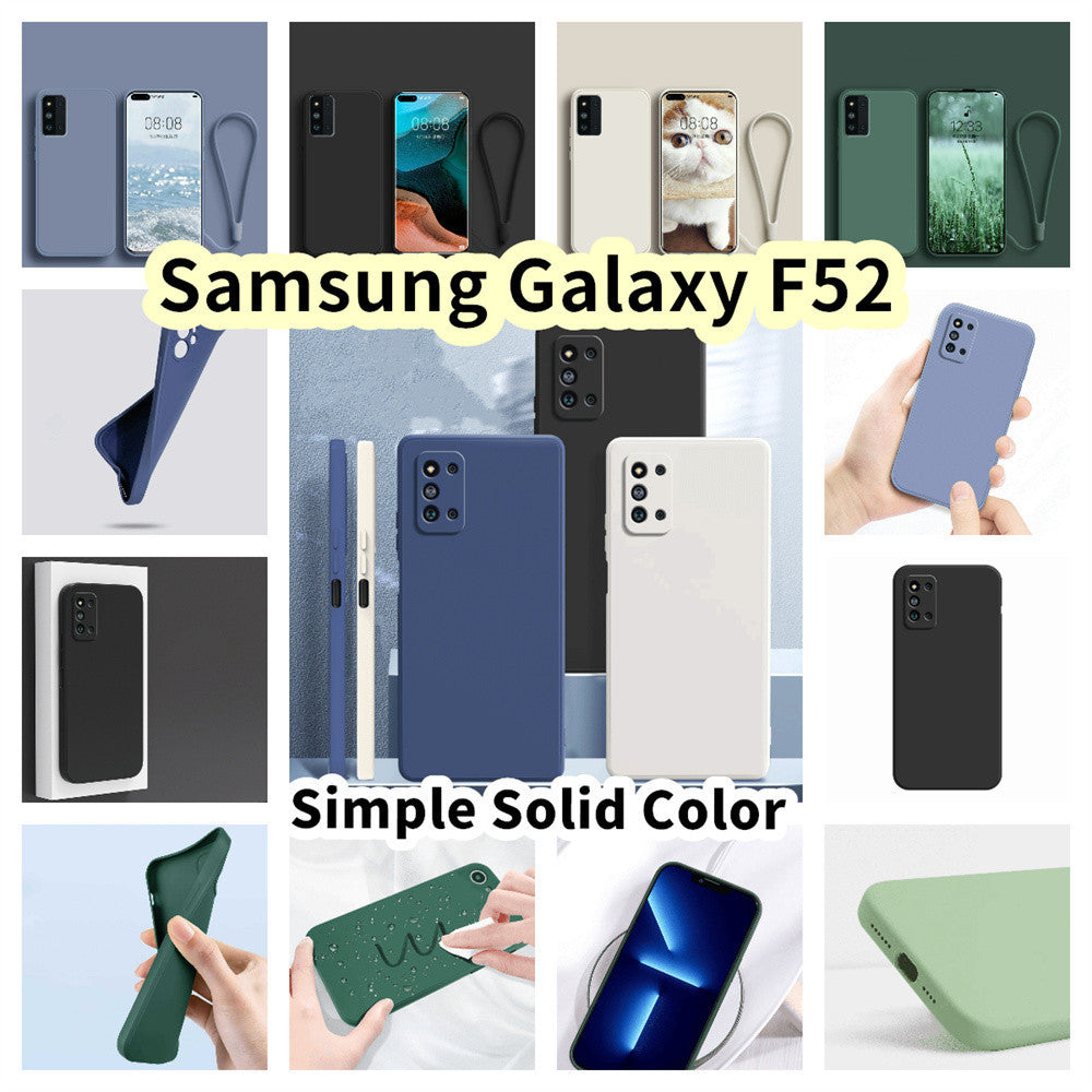For Samsung Galaxy F52 Cover Drop and wear resistant Silicone Full Case Classic Simple Solid Color Phone Case Cover