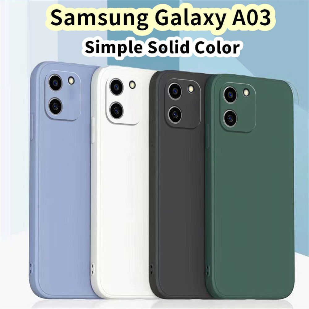 For Samsung Galaxy A03 Cover Drop and wear resistant Silicone Full Case Classic Simple Solid Color Phone Case Cover