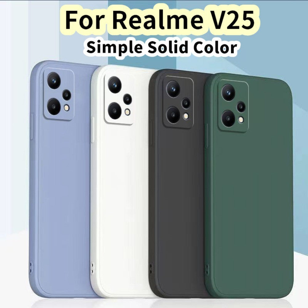 For Realme V25 Cover Drop and wear resistant Silicone Full Case Classic Simple Solid Color Phone Case Cover