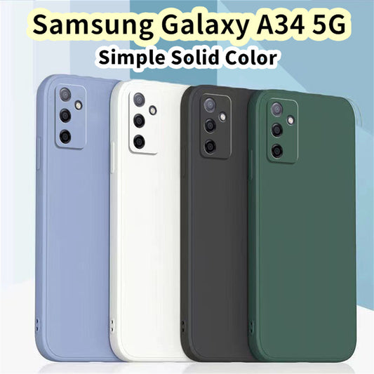 For Samsung Galaxy A34 5G Cover Drop and wear resistant Silicone Full Case Classic Simple Solid Color Phone Case Cover