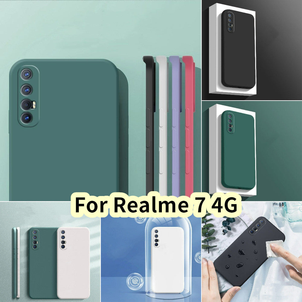 For Realme 7 4G Cover Drop and wear resistant Silicone Full Case Classic Simple Solid Color Phone Case Cover