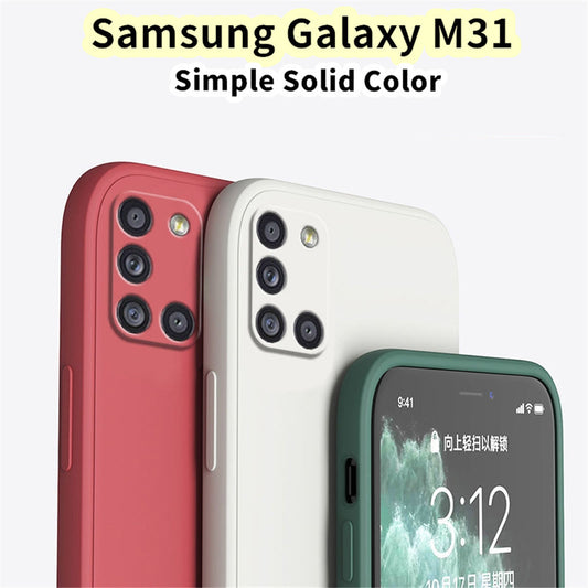 For Samsung Galaxy M31 Silicone Full Cover Case Abrasion resistant and sweatproof Color Phone Case Cover