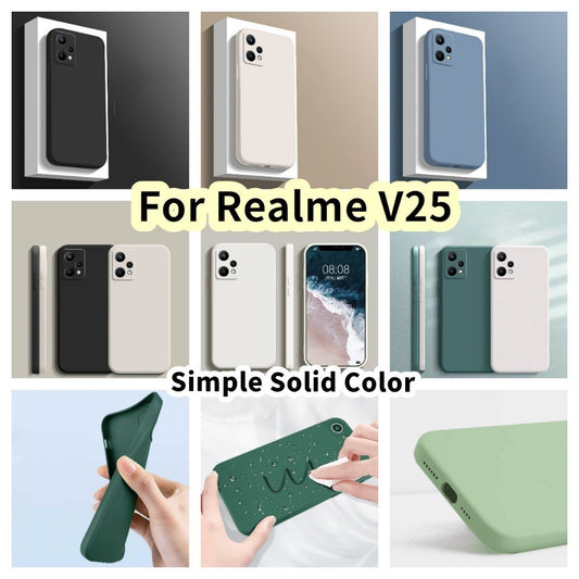 For Realme V25 Cover Drop and wear resistant Silicone Full Case Classic Simple Solid Color Phone Case Cover