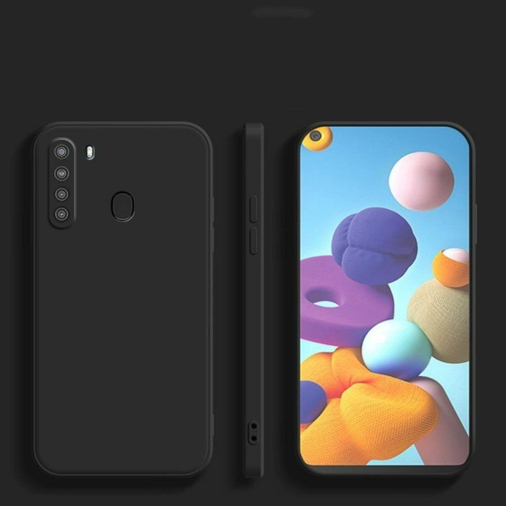 For Samsung Galaxy A21 Cover Drop and wear resistant Silicone Full Case Classic Simple Solid Color Phone Case Cover