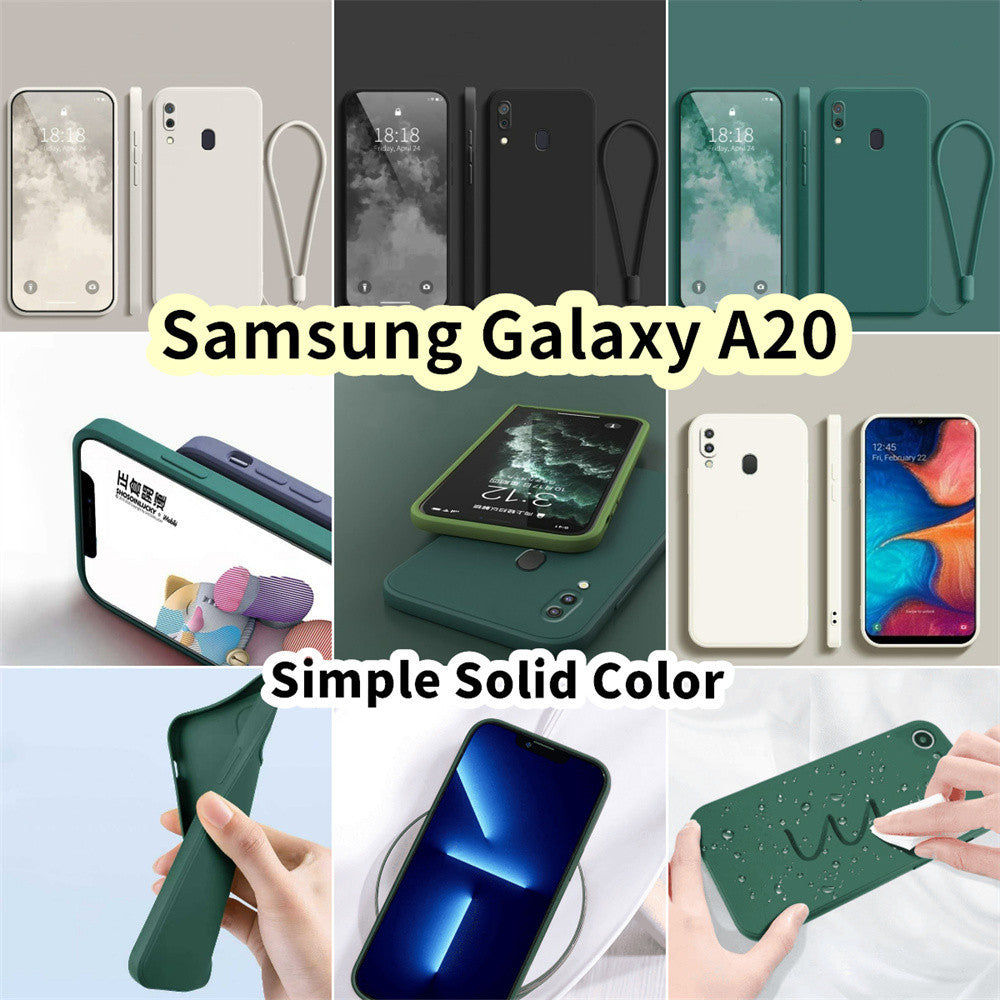 For Samsung Galaxy A20 Cover Drop and wear resistant Silicone Full Case Classic Simple Solid Color Phone Case Cover