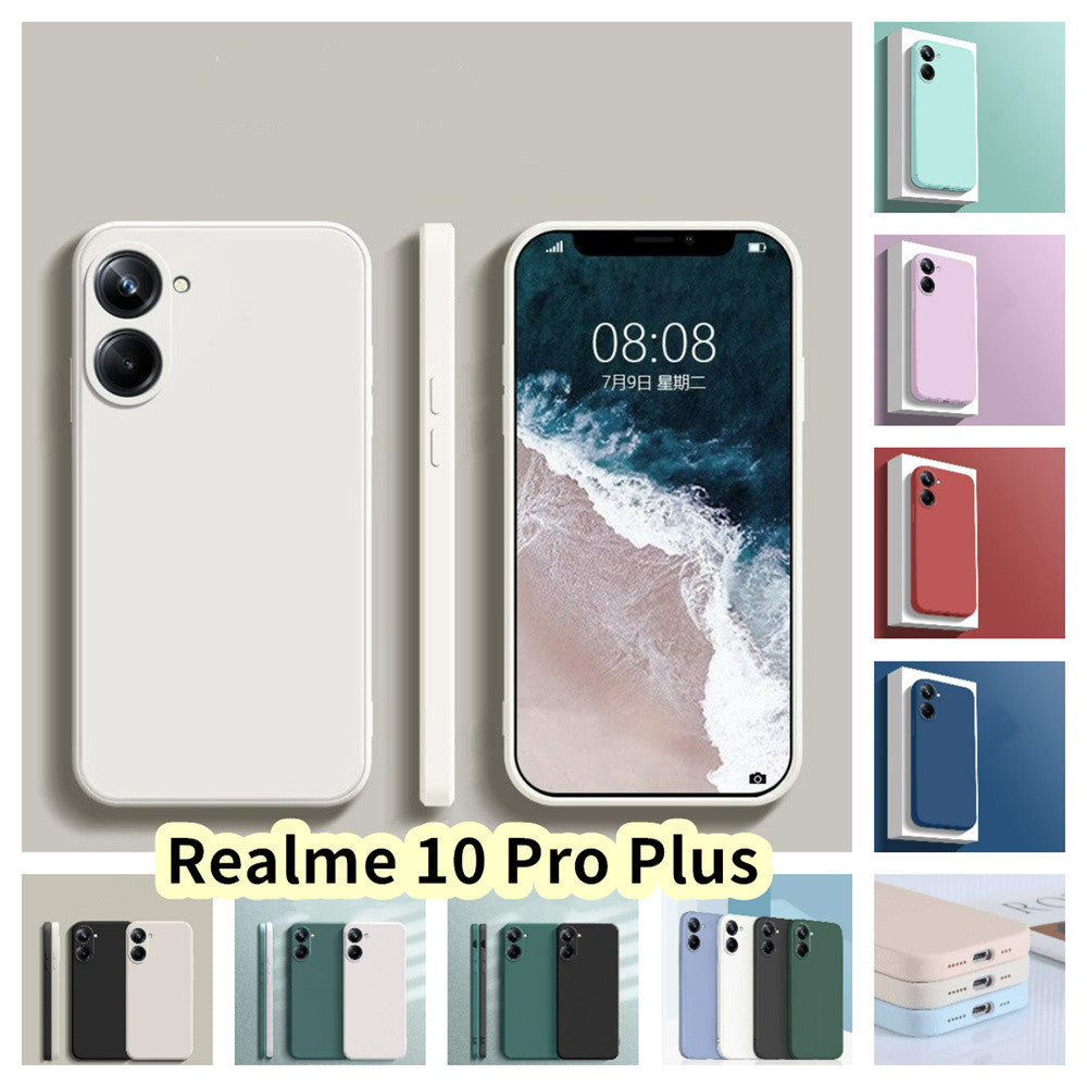 For Realme 10 Pro Plus Cover Drop and wear resistant Silicone Full Case Classic Simple Solid Color Phone Case Cover