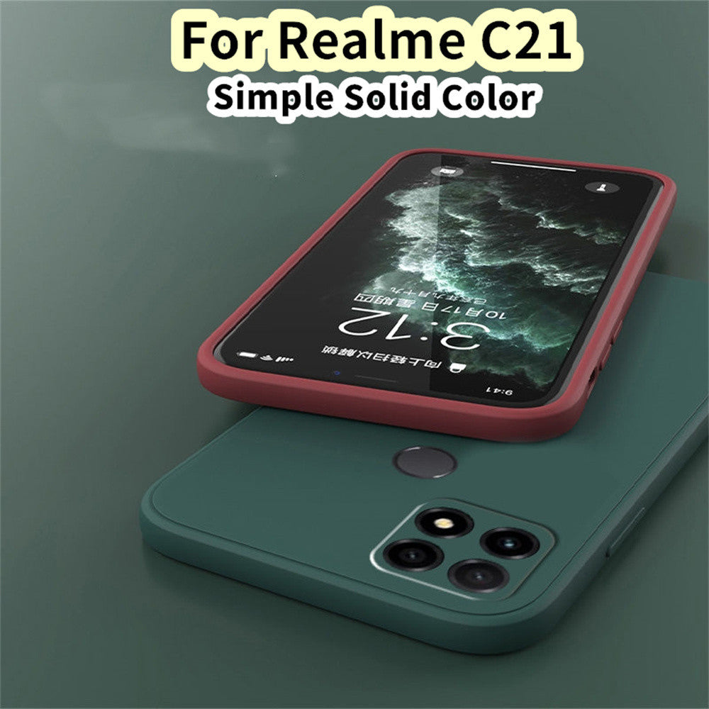 For Realme C21 Cover Drop and wear resistant Silicone Full Case Classic Simple Solid Color Phone Case Cover
