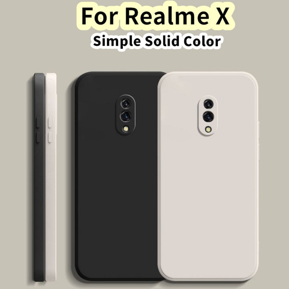 For Realme X Cover Drop and wear resistant Silicone Full Case Classic Simple Solid Color Phone Case Cover