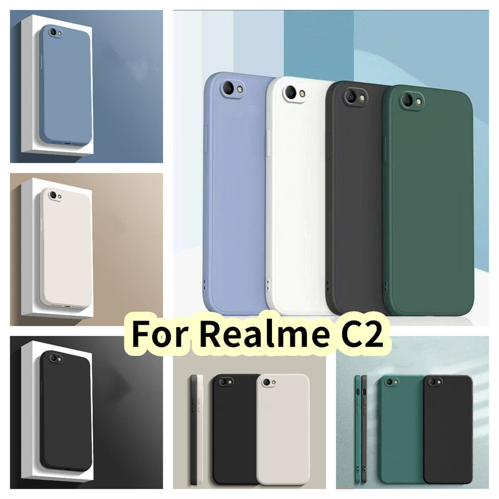 For Realme C2 Cover Drop and wear resistant Silicone Full Case Classic Simple Solid Color Phone Case Cover