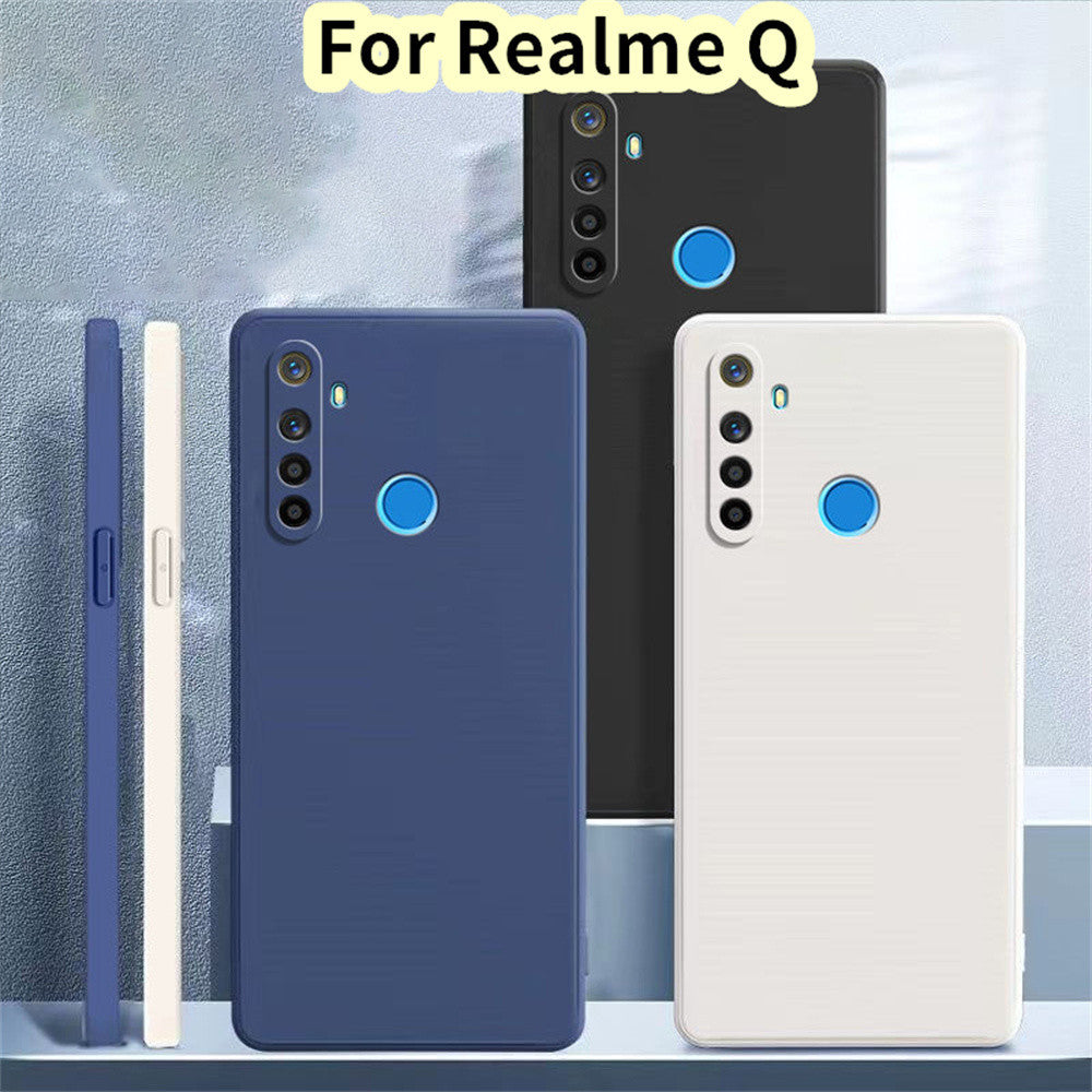 For Realme Q Cover Drop and wear resistant Silicone Full Case Classic Simple Solid Color Phone Case Cover
