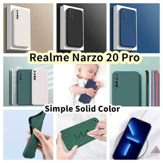 For Realme Narzo 20 Pro Cover Drop and wear resistant Silicone Full Case Classic Simple Solid Color Phone Case Cover