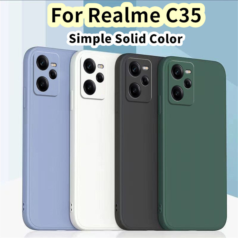 For Realme C35 Cover Drop and wear resistant Silicone Full Case Classic Simple Solid Color Phone Case Cover