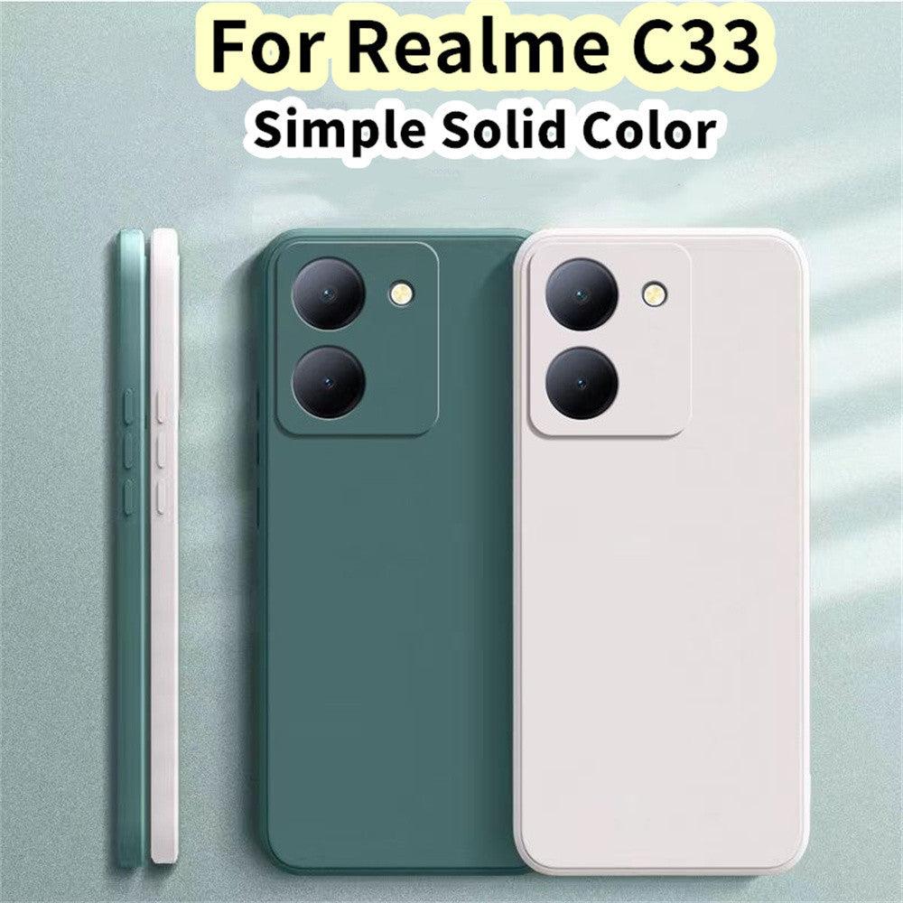 For Realme C33 Cover Drop and wear resistant Silicone Full Case Classic Simple Solid Color Phone Case Cover