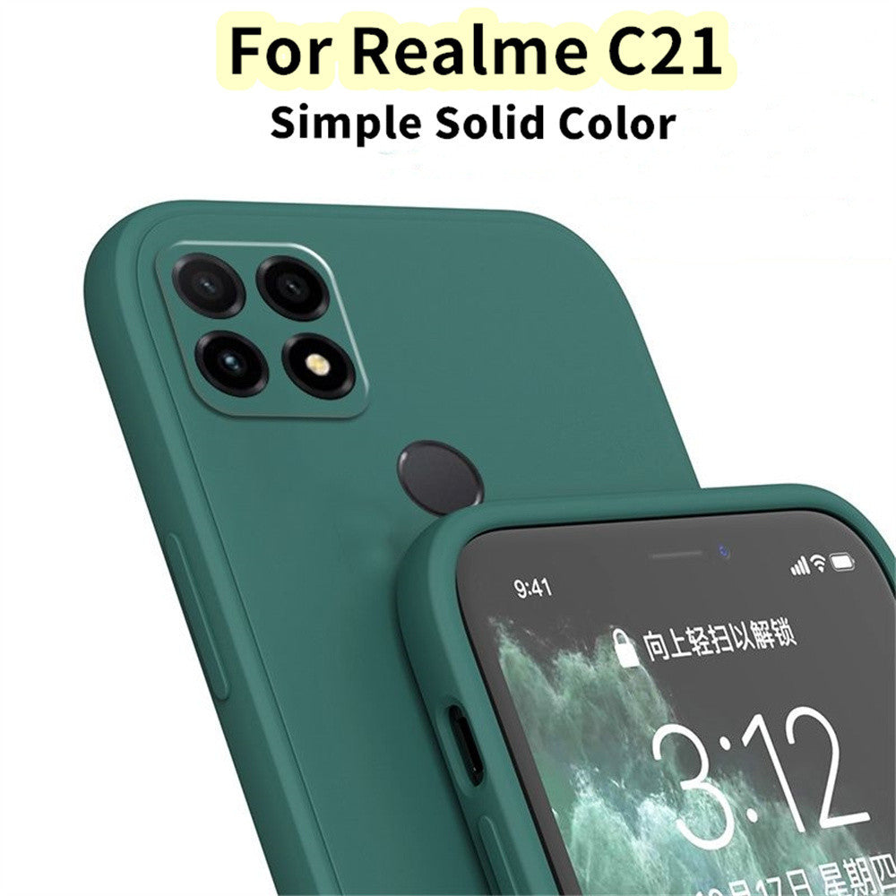 For Realme C21 Cover Drop and wear resistant Silicone Full Case Classic Simple Solid Color Phone Case Cover