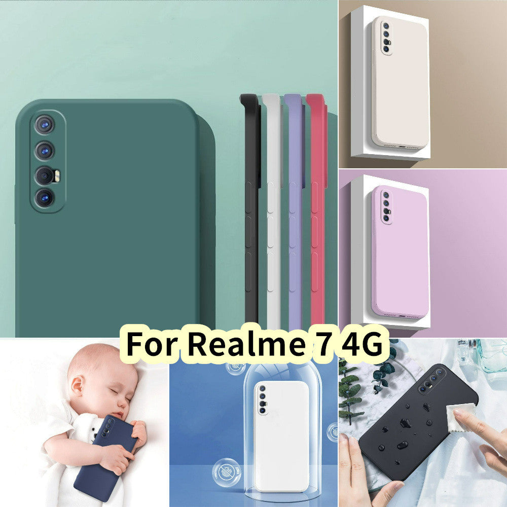 For Realme 7 4G Cover Drop and wear resistant Silicone Full Case Classic Simple Solid Color Phone Case Cover