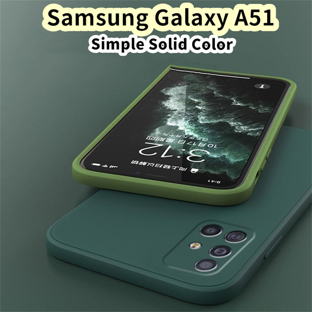 For Samsung Galaxy A51 Cover Drop and wear resistant Silicone Full Case Classic Simple Solid Color Phone Case Cover